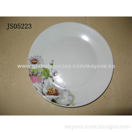 7.5-inch x (19cm) porcelain flat plate, poppy flower, withstanding high temperature and freezing